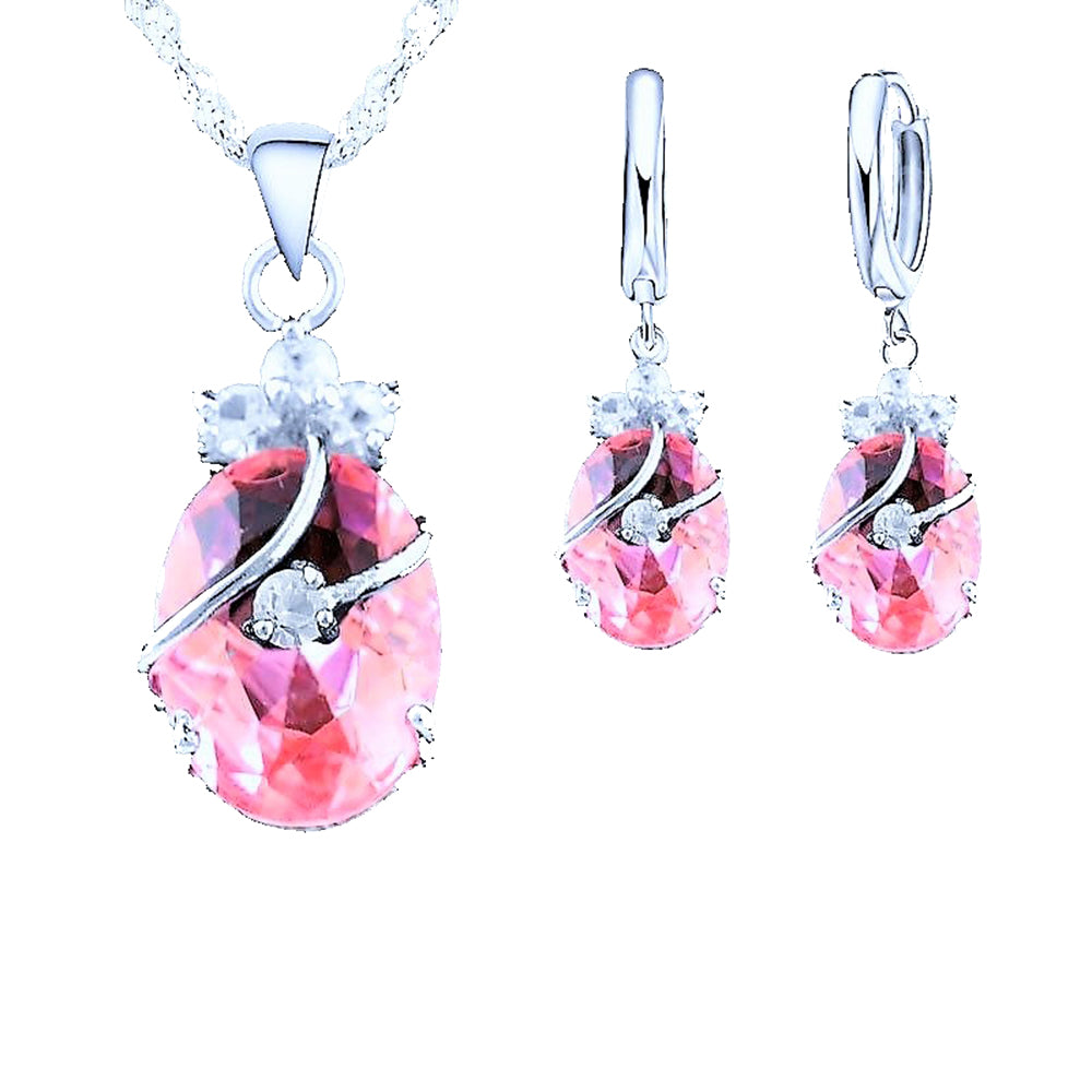 Sterling Silver Water Drop Austrian Crystals Set