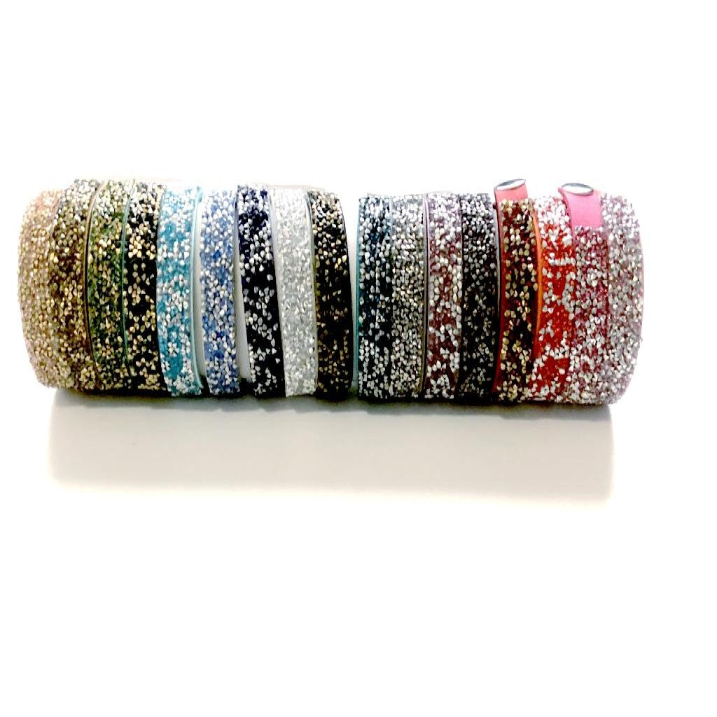 Faux Leather Wrap Bracelet with Austrian Crystals