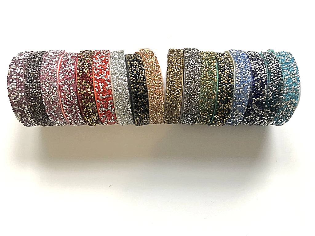 Faux Leather Wrap Bracelet with Austrian Crystals