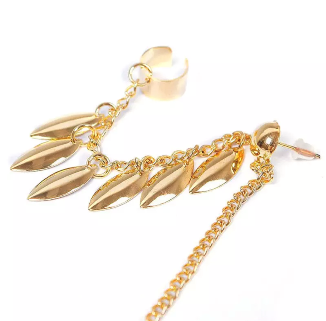 Leaf Earring Cuff Dangles