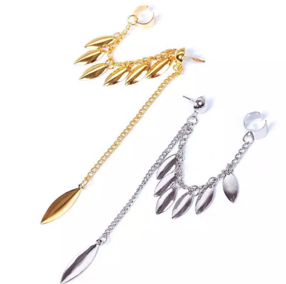 Leaf Earring Cuff Dangles