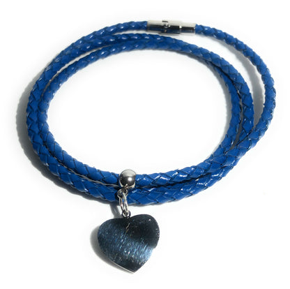 Leather Braided Heart Charm Bracelet