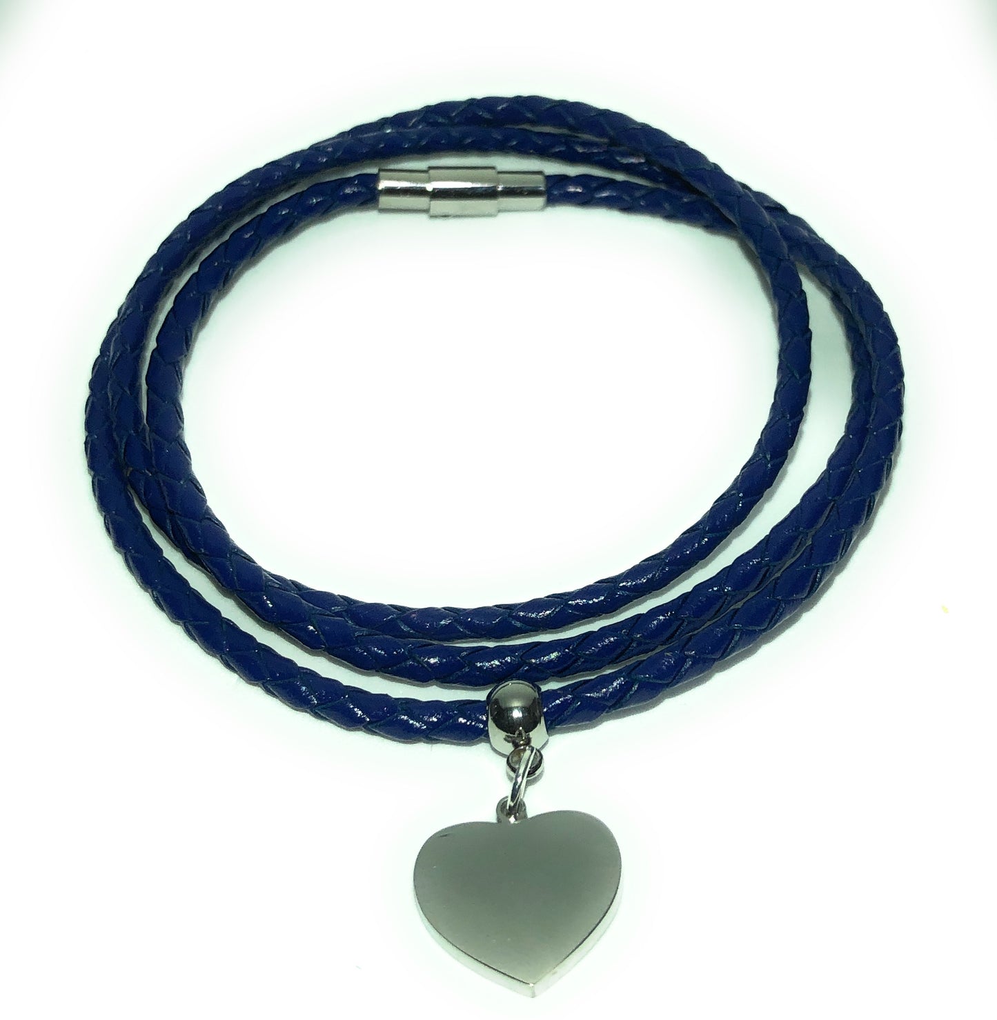 Leather Braided Heart Charm Bracelet