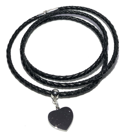 Leather Braided Heart Charm Bracelet