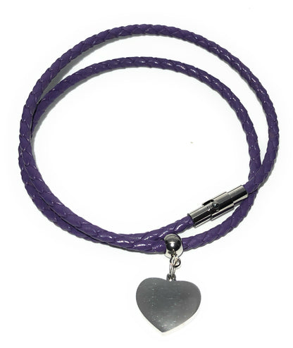 Leather Braided Heart Charm Bracelet