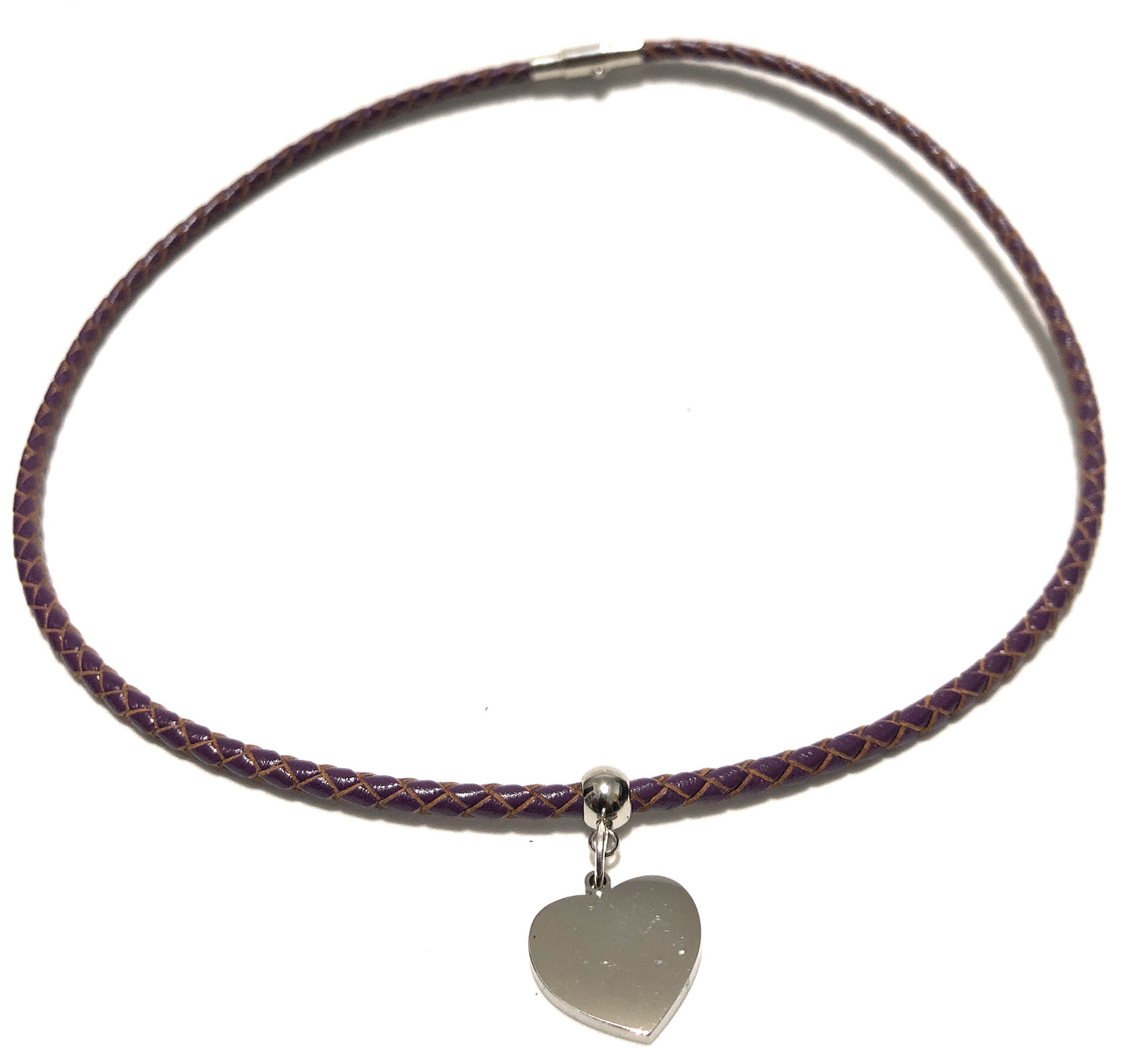 Leather Braided Heart Charm Bracelet