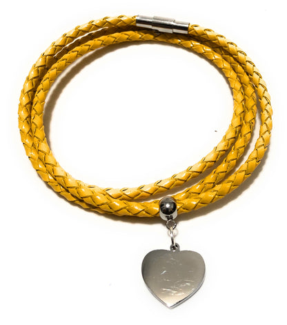 Leather Braided Heart Charm Bracelet