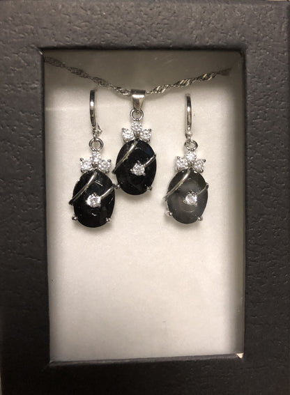 Sterling Silver Water Drop Austrian Crystals Set