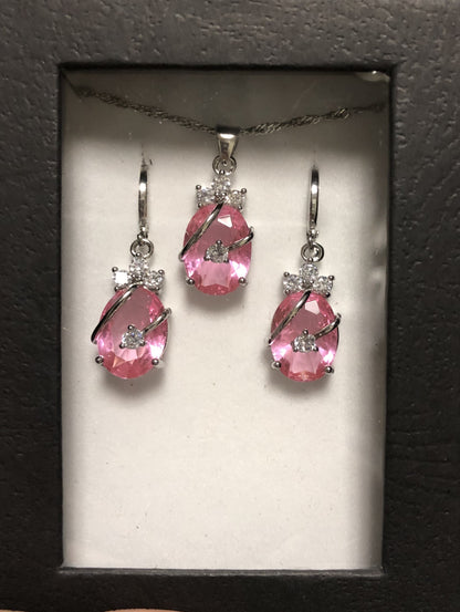 Sterling Silver Water Drop Austrian Crystals Set