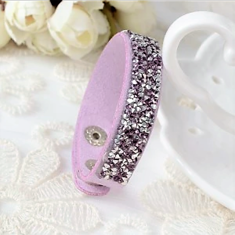 Faux Leather Wrap Bracelet with Austrian Crystals