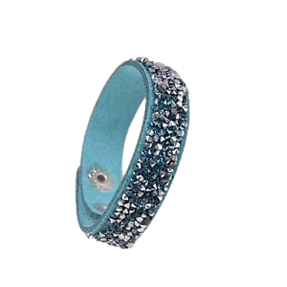 Faux Leather Wrap Bracelet with Austrian Crystals