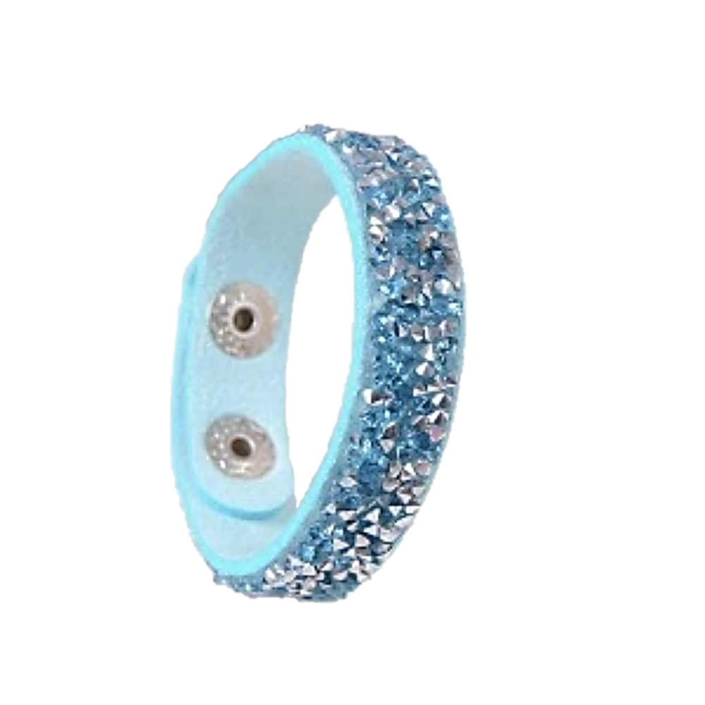 Faux Leather Wrap Bracelet with Austrian Crystals