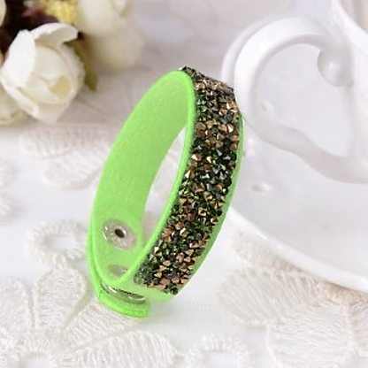 Faux Leather Wrap Bracelet with Austrian Crystals