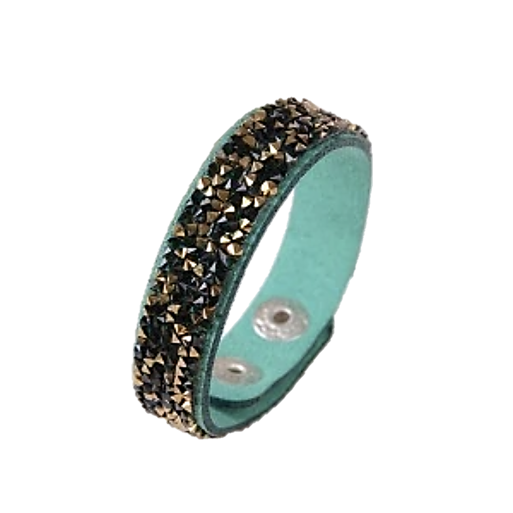 Faux Leather Wrap Bracelet with Austrian Crystals