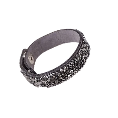 Faux Leather Wrap Bracelet with Austrian Crystals