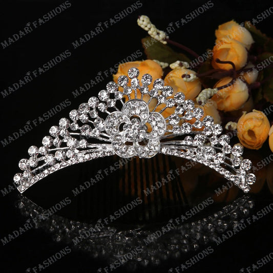 Flower Peacock Silver Plated Tiara