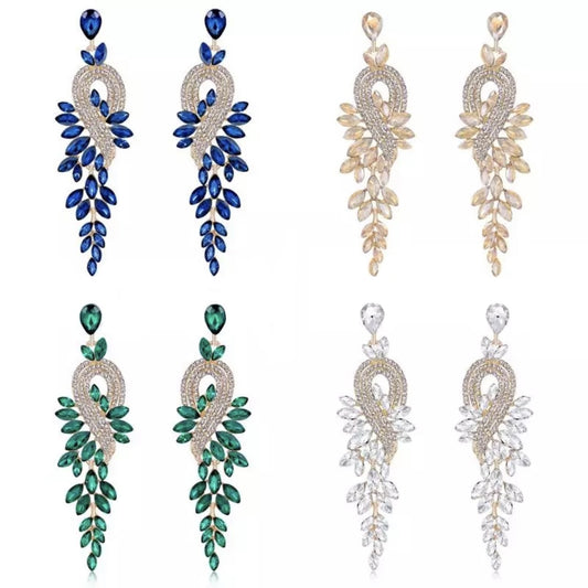 Long Tassels Crystal Drop Chandelier Earrings