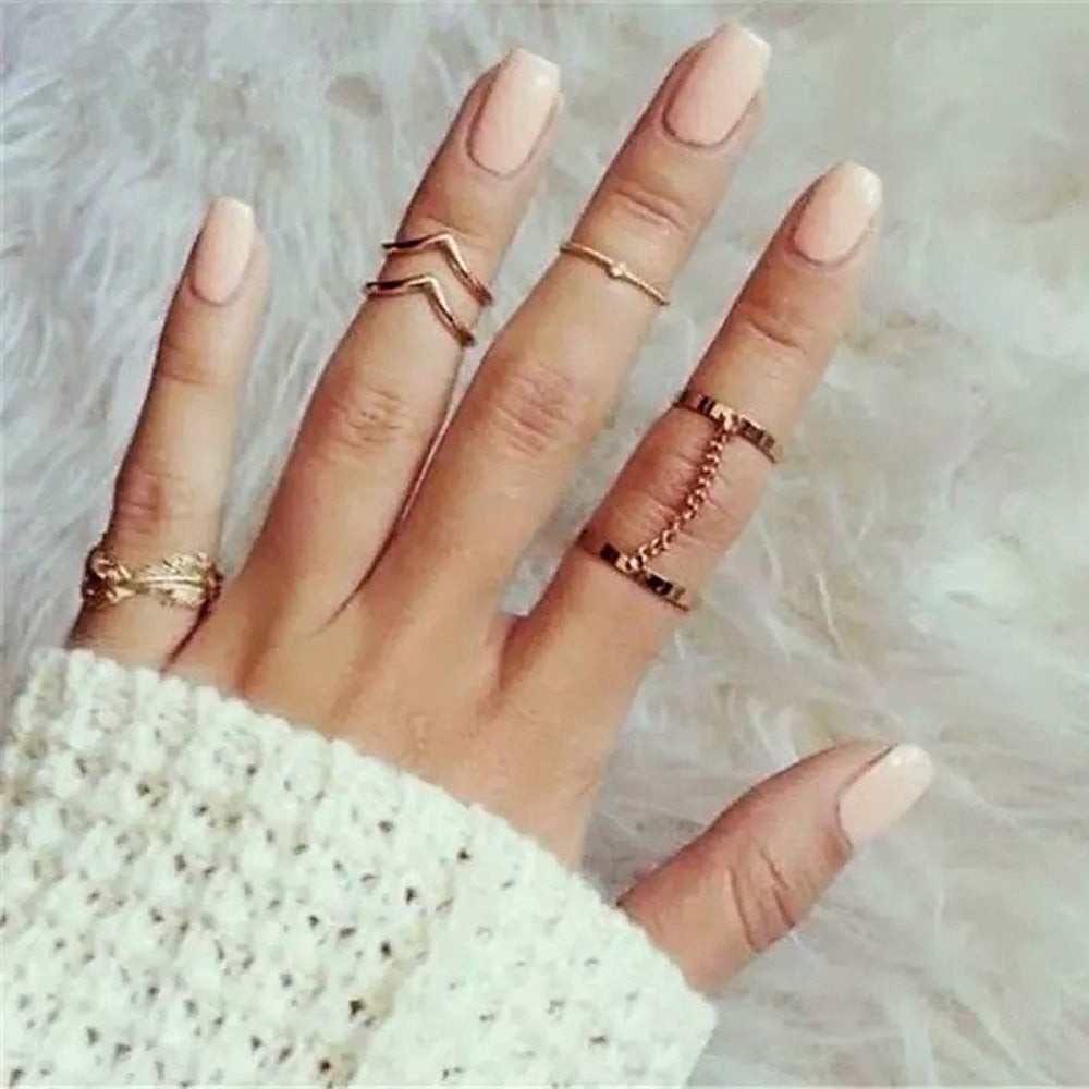 Charm Leaf Stacking Rings Set