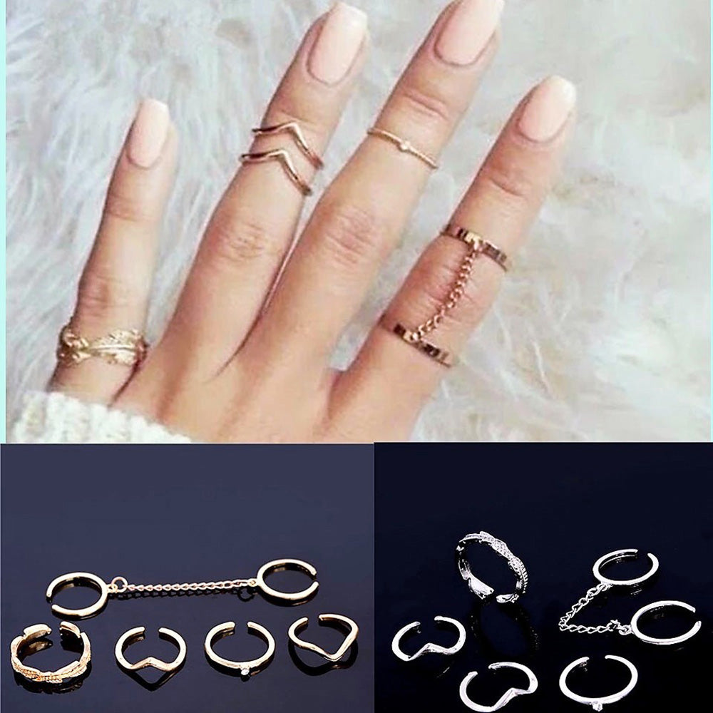 Charm Leaf Stacking Rings Set