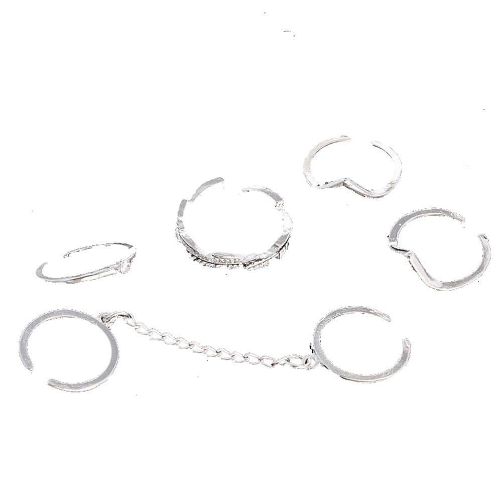 Charm Leaf Stacking Rings Set