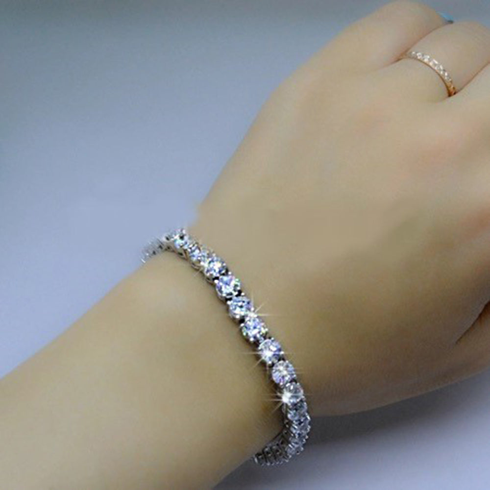 Platinum Plated 16 Carat Simulated Diamond Tennis Bracelet