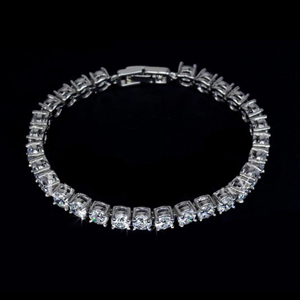 Platinum Plated 16 Carat Simulated Diamond Tennis Bracelet