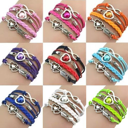 Faux Leather Cupid's Arrow Love Eternity Bracelet