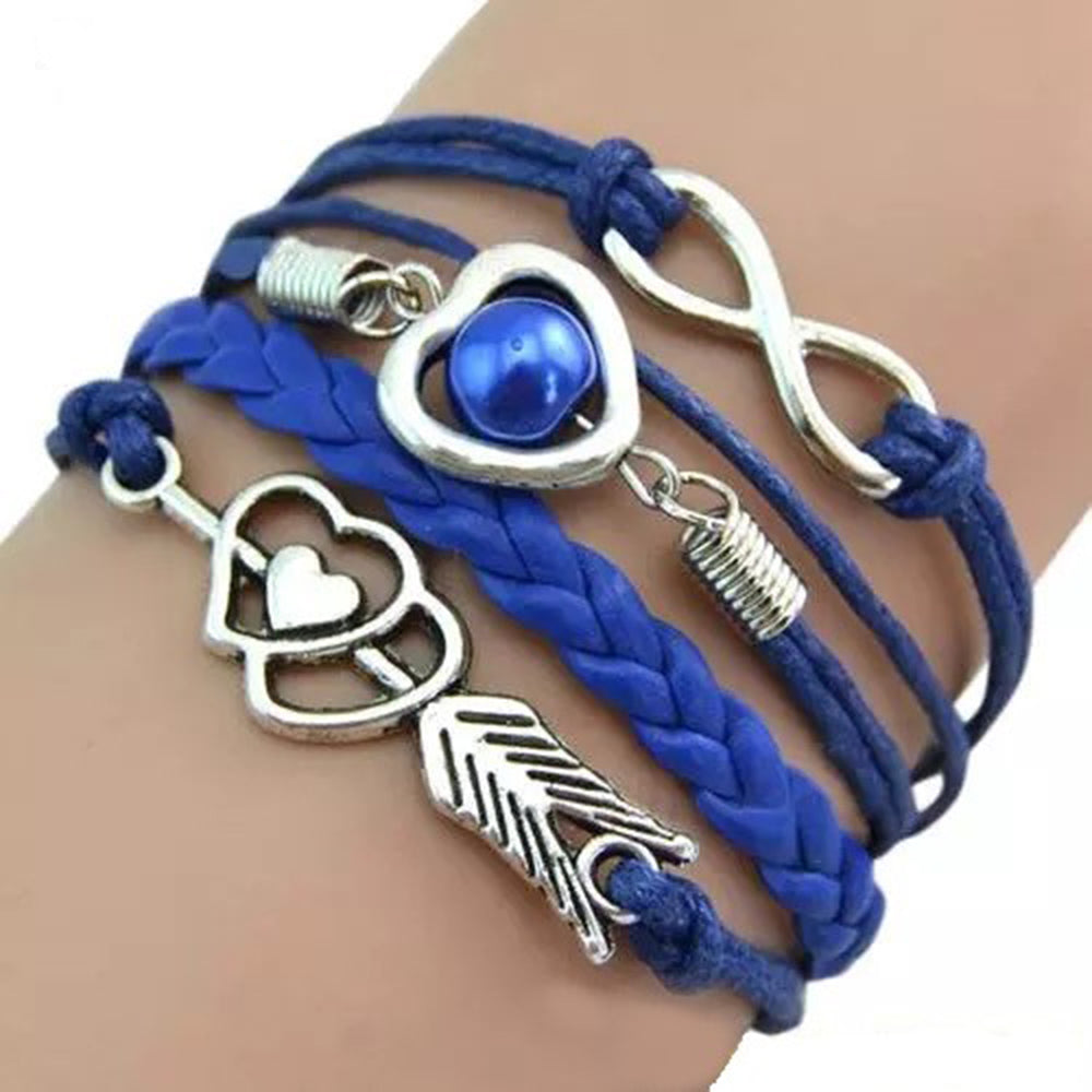 Faux Leather Cupid's Arrow Love Eternity Bracelet