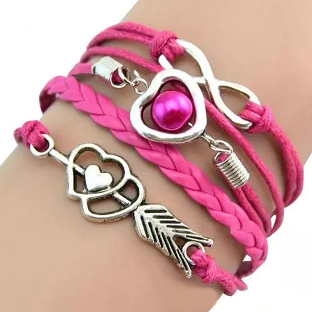 Faux Leather Cupid's Arrow Love Eternity Bracelet