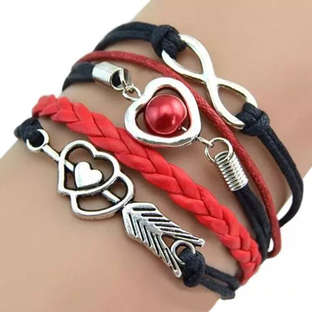 Faux Leather Cupid's Arrow Love Eternity Bracelet