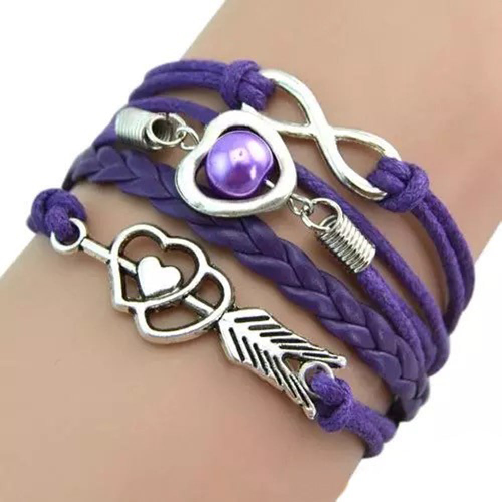 Faux Leather Cupid's Arrow Love Eternity Bracelet