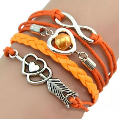 Faux Leather Cupid's Arrow Love Eternity Bracelet
