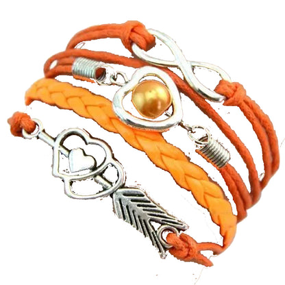 Faux Leather Cupid's Arrow Love Eternity Bracelet