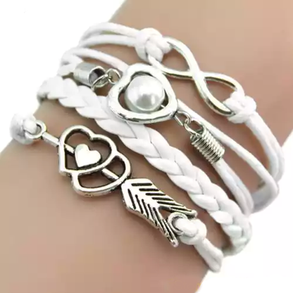 Faux Leather Cupid's Arrow Love Eternity Bracelet