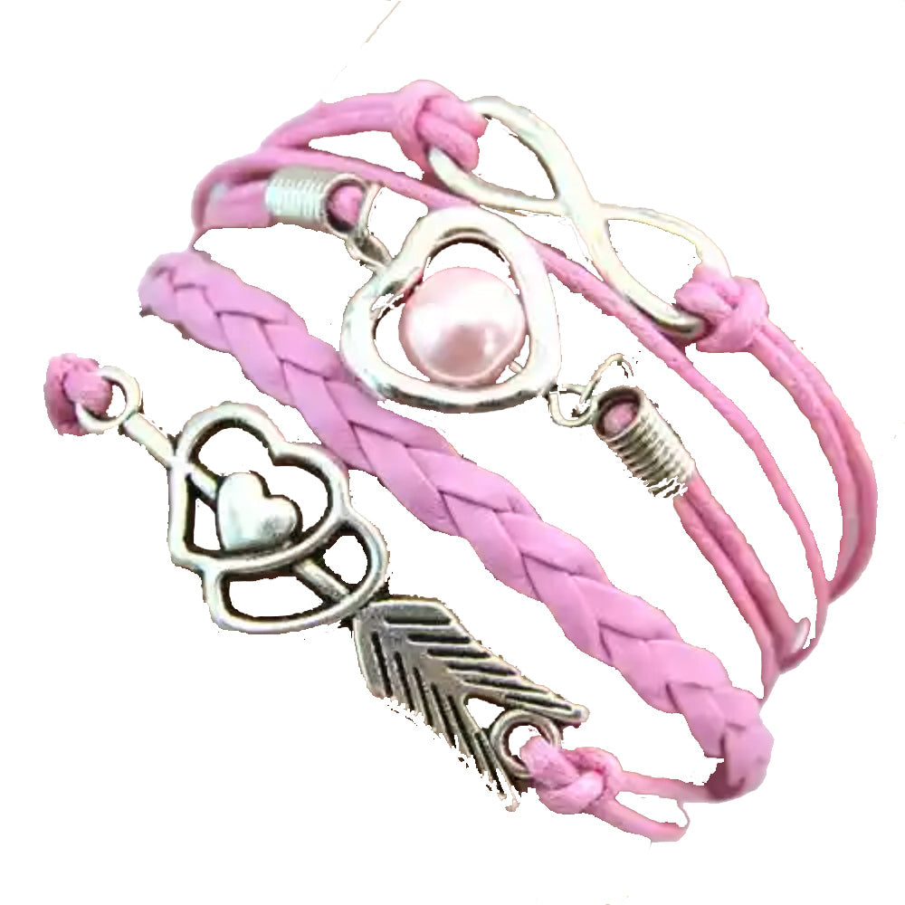 Faux Leather Cupid's Arrow Love Eternity Bracelet