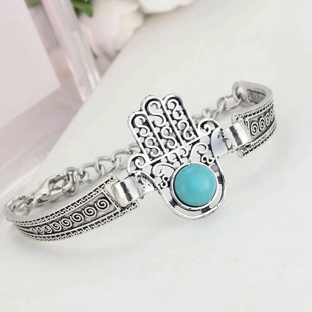 Bohemian Turquoise Hand Of Fátima Bracelet