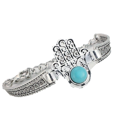 Bohemian Turquoise Hand Of Fátima Bracelet