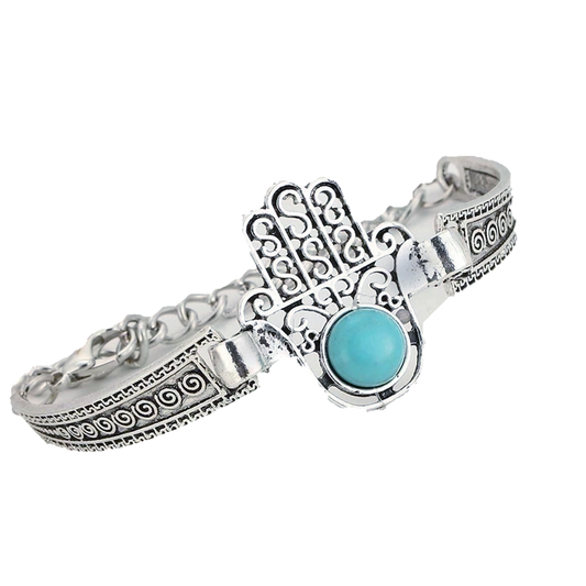 Bohemian Turquoise Hand Of Fátima Bracelet