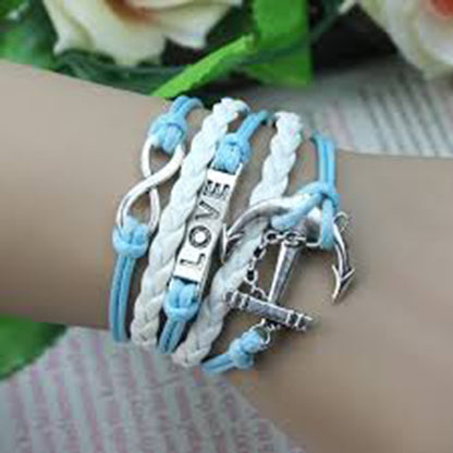 Faux Leather Love Eternity Anchor Bracelet