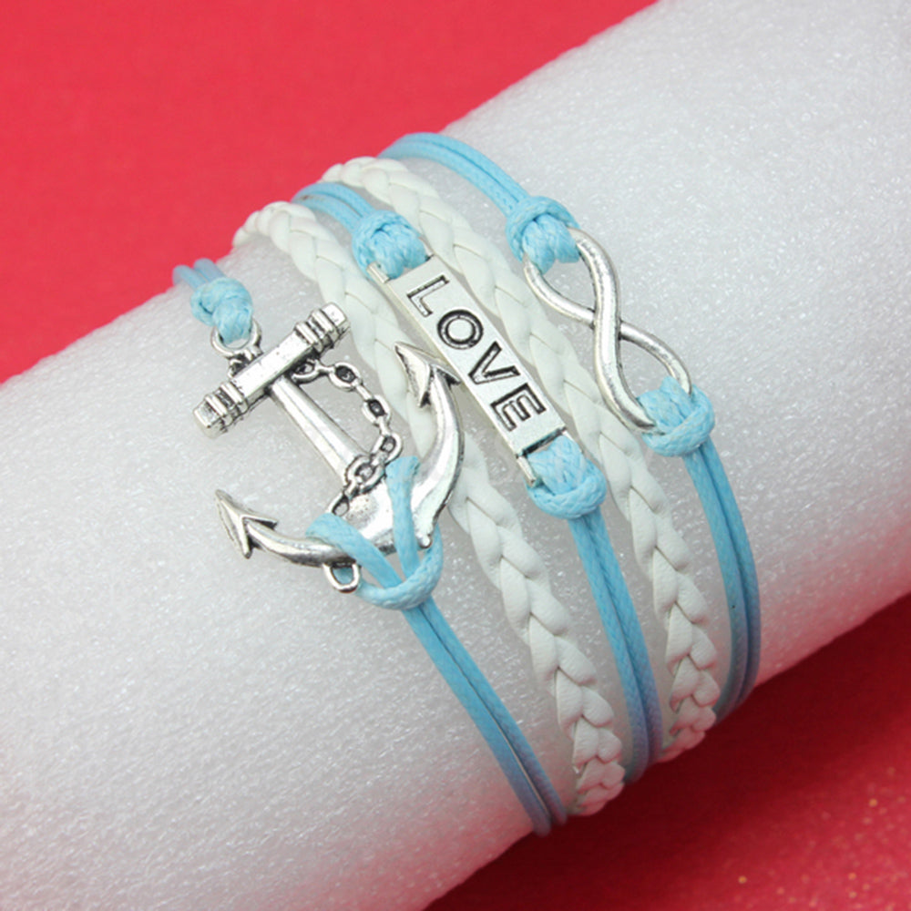 Faux Leather Love Eternity Anchor Bracelet