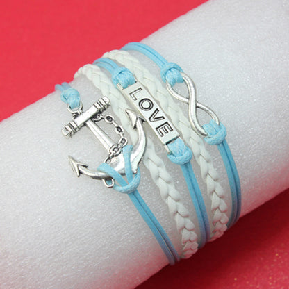 Faux Leather Love Eternity Anchor Bracelet