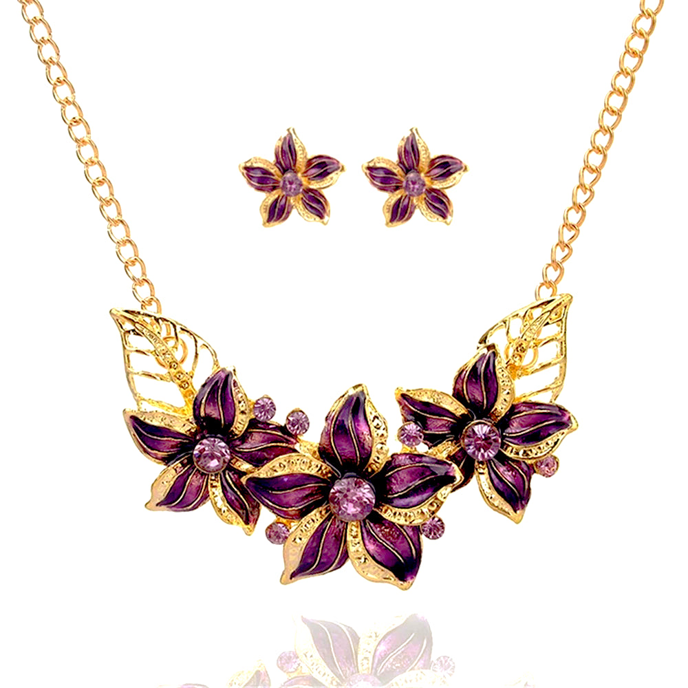 Cloisonné Hawaiian Plumeria Flower Set