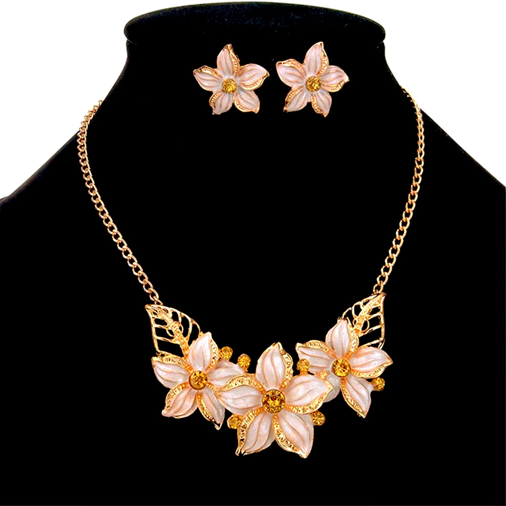 Cloisonné Hawaiian Plumeria Flower Set