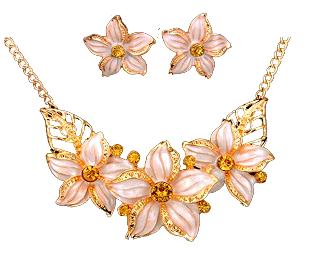 Cloisonné Hawaiian Plumeria Flower Set