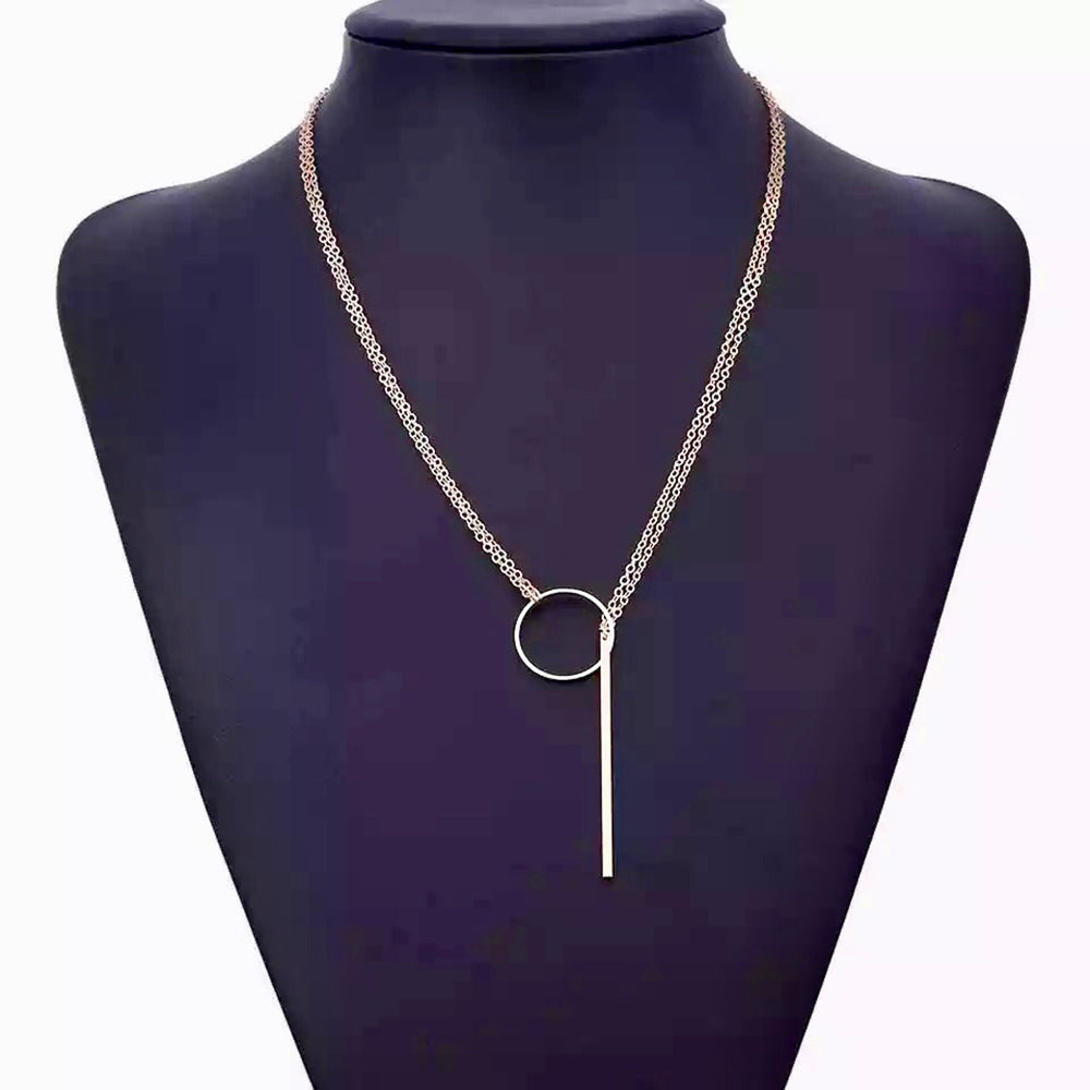 Long Bar Circle Necklace
