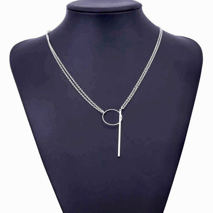 Long Bar Circle Necklace