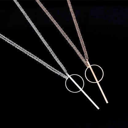 Long Bar Circle Necklace