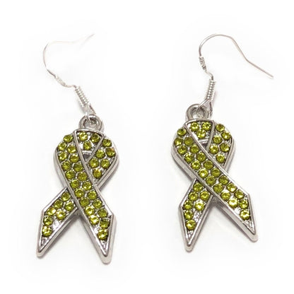 Rhinestones Cancer Ribbon Dangles