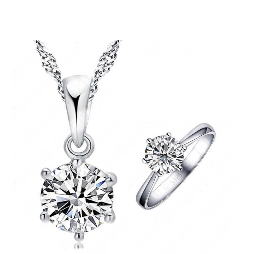 Sterling Silver Solitaire Austrian Crystals Set