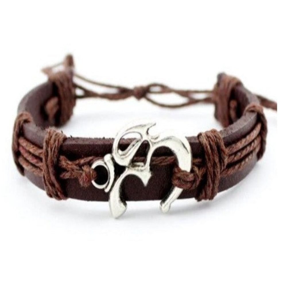 Leather OHM Charm Bracelet